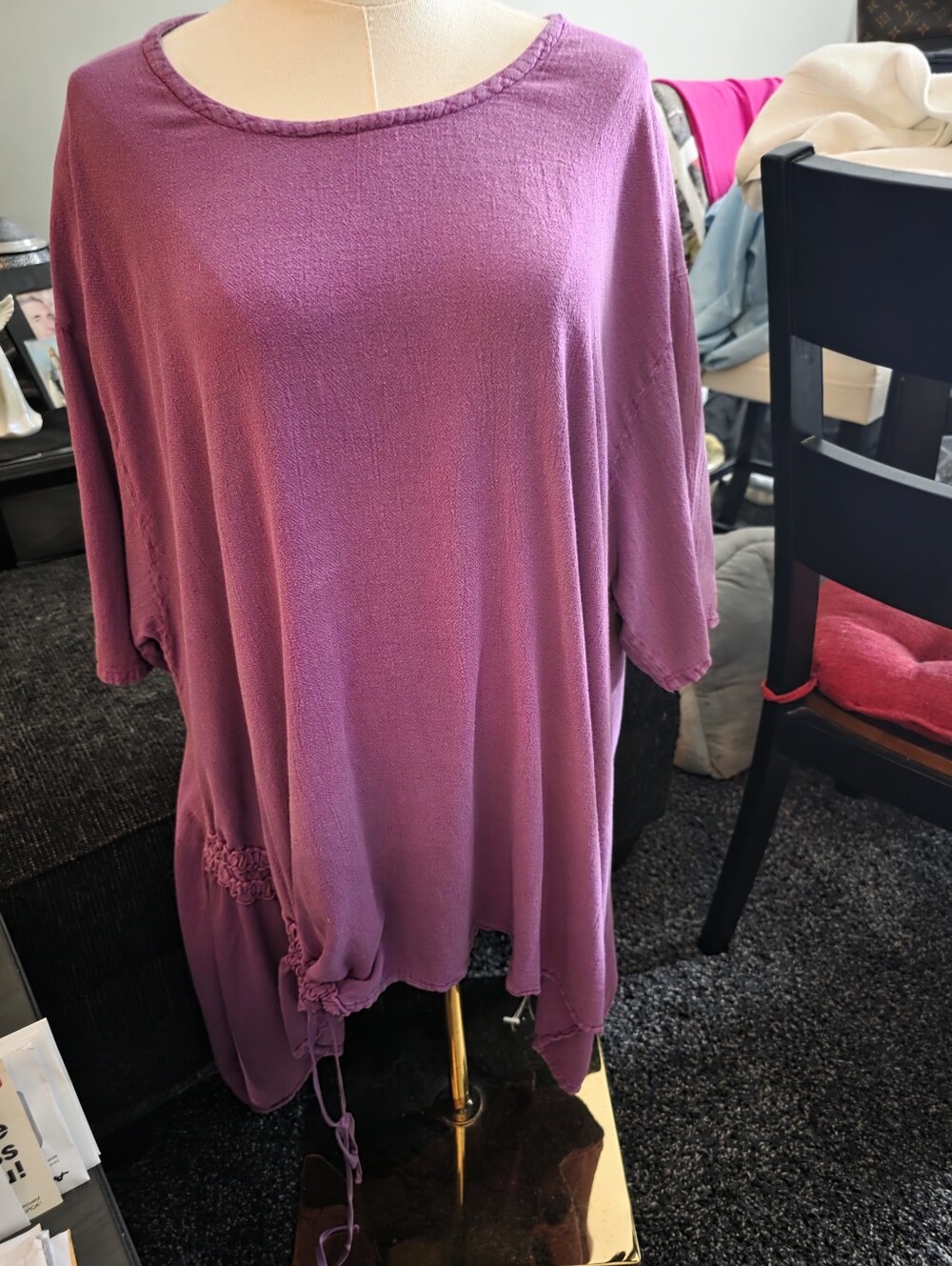 Oh My Gauze! Scoop Neck Lightweight Knit Top in Plum